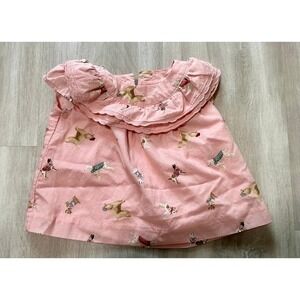Janie and Jack Pink Dog Print Ruffle Collar Baby Girl Dress 0-3 Months